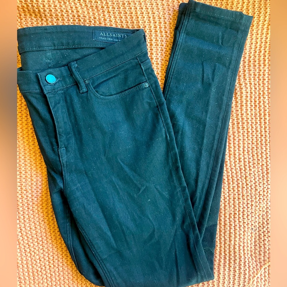 All Saints - High Waisted Skinny Black Jeans, size 28